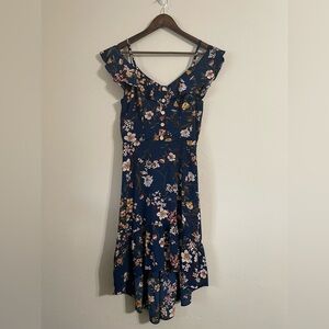 By & By High-Low Floral A-Line V-Neck Sun Dress with Drop Shoulder